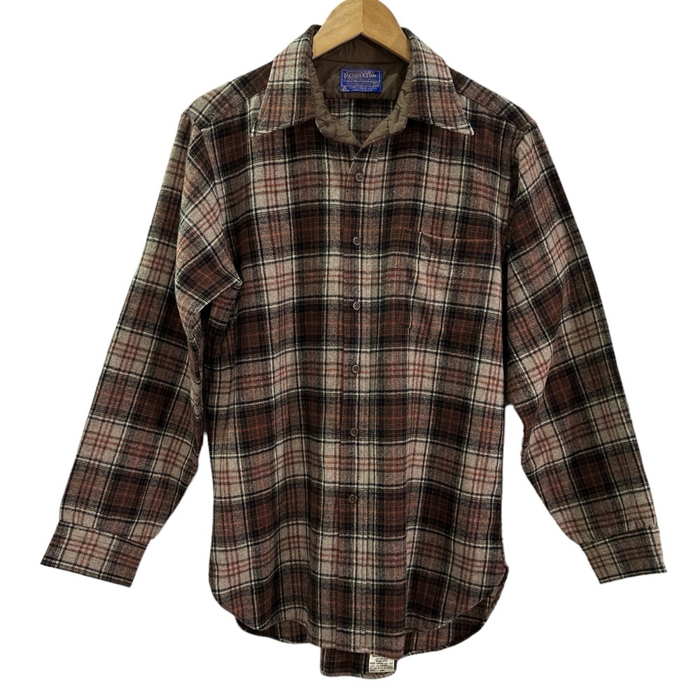Pendleton Virgin Wool Plaid Button Front Shirt Rustic Western Lumberjack Medium